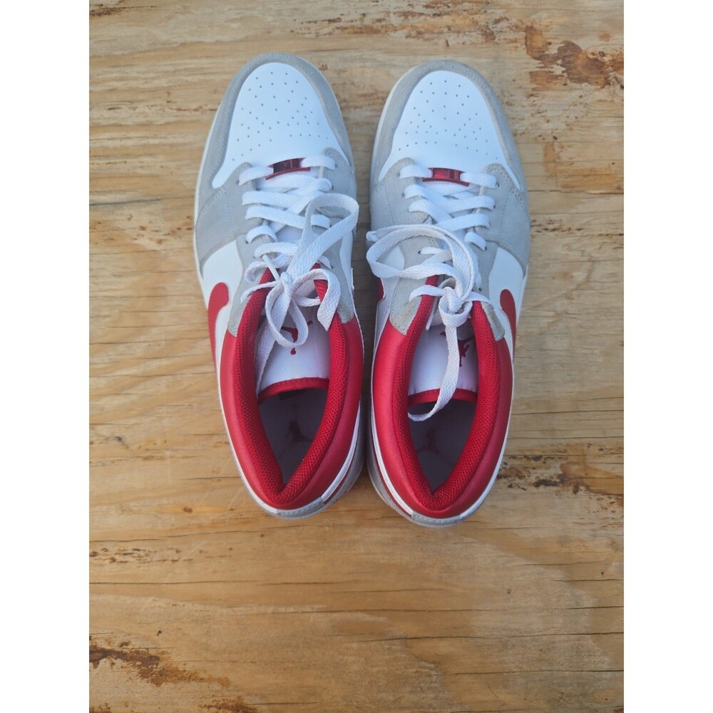 Jordan Air Jordan 1 Low Gray White Red Lace Up Men's Basketball Sneakers sz 12.5 - Picture 5 of 9